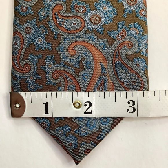 2/$30 MR BIG & TALL Brown Paisley Foulard Silk Tie - Picture 9 of 13
